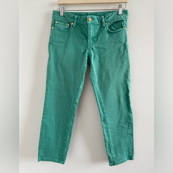 Tory Burch Green Alexa Cropped Skinny Jeans Size 28 - Picture 4 of 12